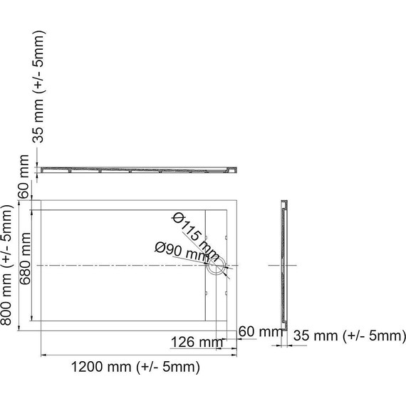 Поддон каменный WasserKraft Wiese 120х80 см 84T06, серый матовый - фото 2