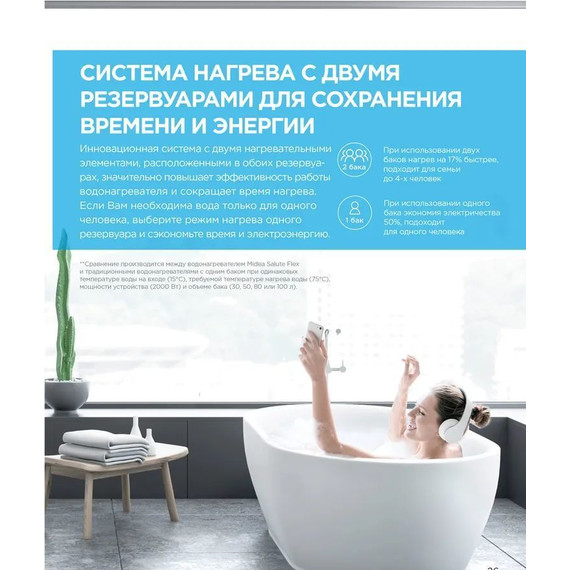 Бойлер электрический Midea MWH-5020-FED на 50 л. с Wi-Fi 4627121258224 - фото 3