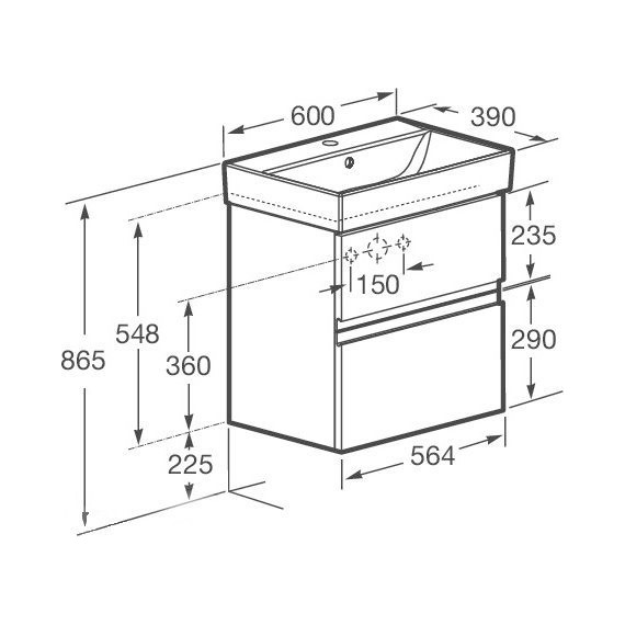 Тумба подвесная с раковиной Roca Oleta 60 см A857639501, белый матовый - фото 15