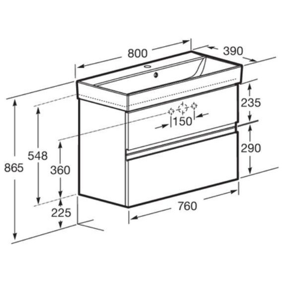 Тумба подвесная с раковиной Roca Oleta 80 см A857640515, капучино - фото 14
