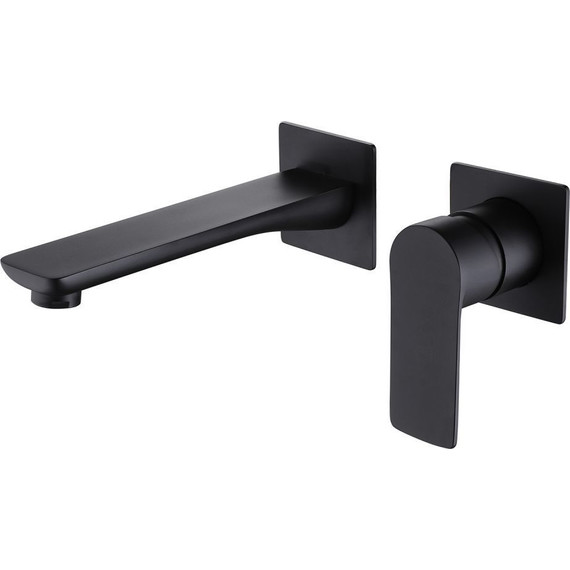 Смеситель для раковины настенный Abber Weiss Insel AF8082B (со скрытой частью) черный матовый, Цвет производителя: чёрный матовый - фото 