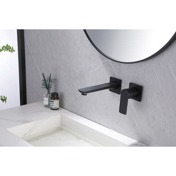 Смеситель для раковины настенный Abber Weiss Insel AF8082B (со скрытой частью) черный матовый, Цвет производителя: чёрный матовый - фото 2