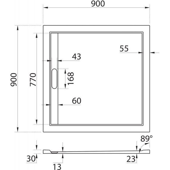 Мраморный поддон Cezares TRAY-AS-A-90-30-W 90х90 см - фото 3