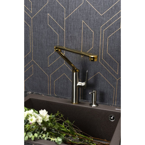 Смеситель для кухни Omoikiri Tara-LG-GM 4994396, светлое золото/вороненая сталь - фото 2