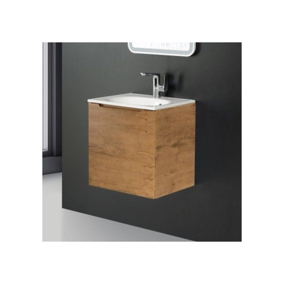 Тумба подвесная с раковиной BelBagno ETNA-500-1A-SO-RN-P-L 50 см, Rovere Nature, Цвет фасада: Rovere Nature - фото 