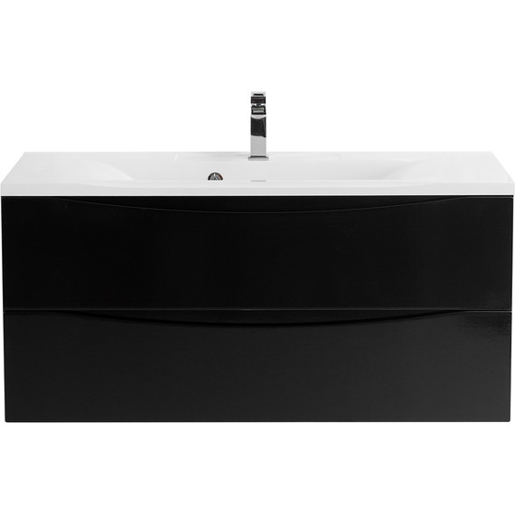 Тумба подвесная с раковиной BelBagno MARINO-1100-2C-SO-NL-P 110 см, Nero Lucido - фото 