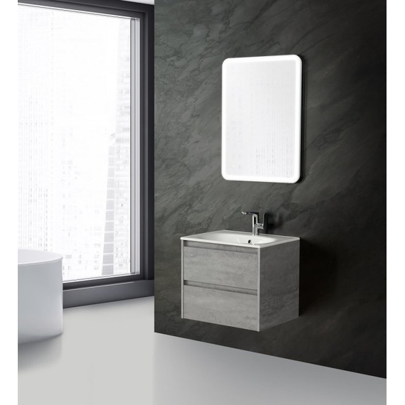 Тумба подвесная с раковиной BelBagno KRAFT-600-2C-SO-CG 60 см, Cemento Grigio, Цвет фасада: Cemento Grigio - фото 2