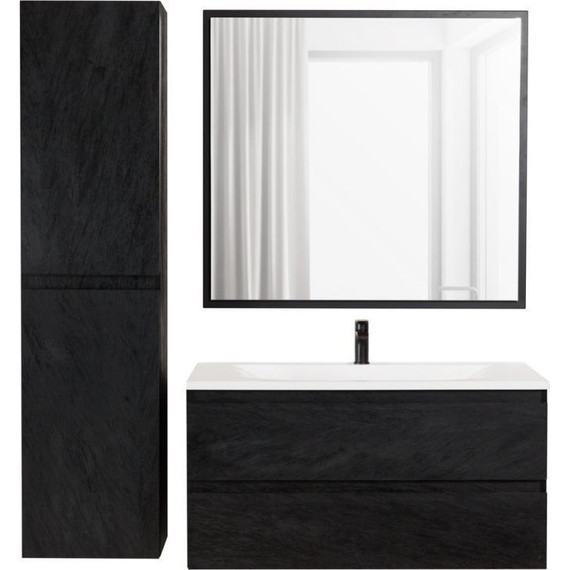 Тумба подвесная с раковиной Cezares MOLVENO-80-2C-SO-NR 80 см, Nero - фото 2