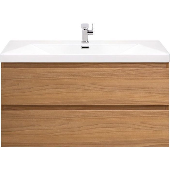 Тумба подвесная с раковиной Cezares MOLVENO-80-2C-SO-NC 80 см, Noce Chiaro - фото 