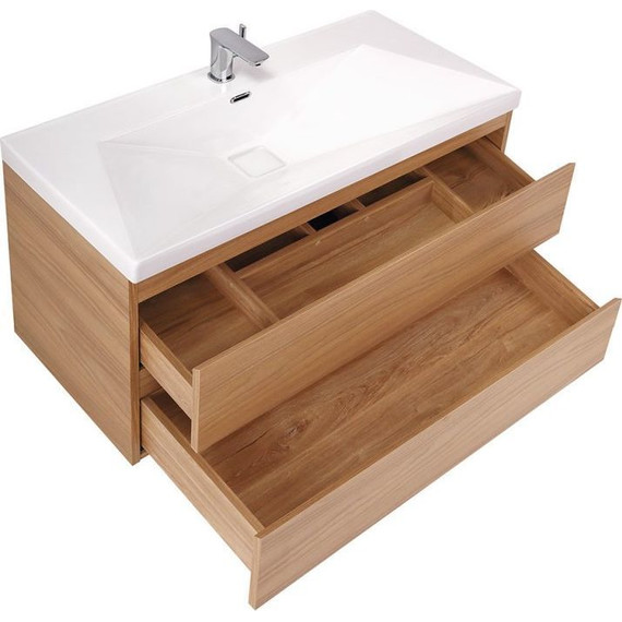 Тумба подвесная с раковиной Cezares MOLVENO-80-2C-SO-NC 80 см, Noce Chiaro - фото 3