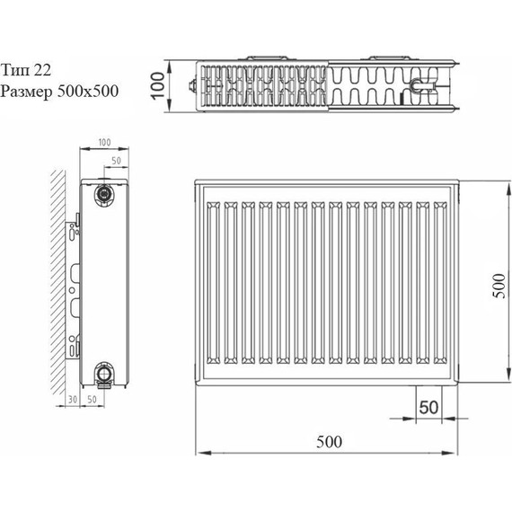 Радиатор Azario 500х500 мм AZ-C22-500-500 - фото 7