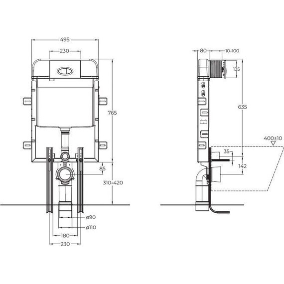 Смывной бачок скрытого монтажа для приставных унитазов BelBagno BB020 - фото 7