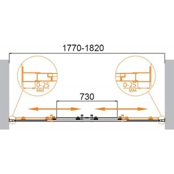 Душевая дверь Cezares 180 см MOLVENO-BF-2-180-P-Cr, хром/матовое - фото 6