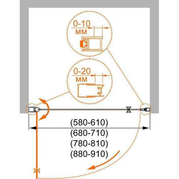 Душевая дверь Cezares 60 см ELENA-W-B-1-60-P-Cr-L, хром/матовое - фото 5