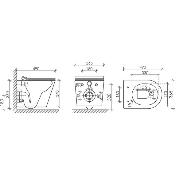 Унитаз подвесной Ceramicanova Balearica Rimless CN6000MH с тонкой крышкой микролифт, антрацит матовый, Цвет производителя: серый - фото 8