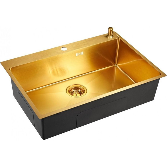 Кухонная мойка Emar EMB-125A PVD Nano Golden 1 мм, золото, Цвет производителя: золото - фото 