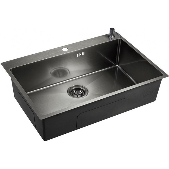 Кухонная мойка Emar EMB-125A PVD Nano Dark 1 мм, чёрный, Цвет производителя: чёрный - фото 