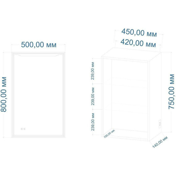 Зеркало-шкаф Art&Max Merano Led 50 см AM-Mer-500-800-1D-L-DS-F - фото 3