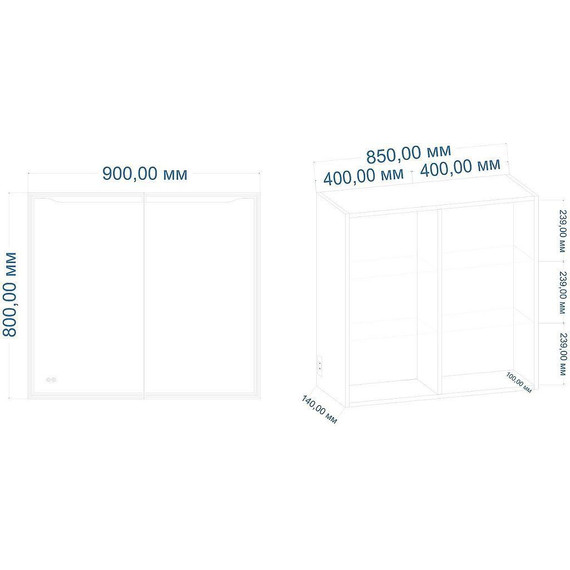 Зеркало-шкаф Art&Max Merano Led 90 см AM-Mer-900-800-1D-L-DS-F - фото 2