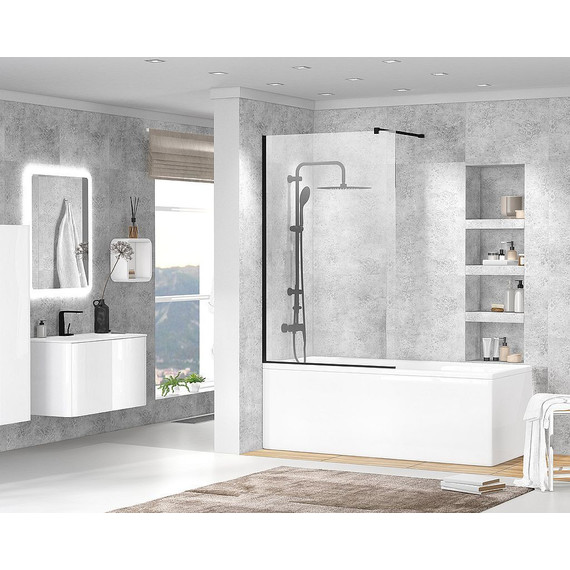 Шторка для ванны Cezares Liberta V-1 90 см (стекло 8 мм), черный/прозрачное - фото 2