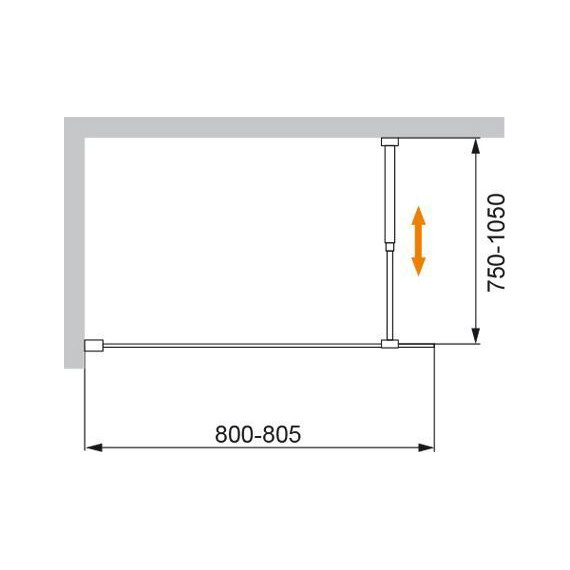 Шторка для ванны Cezares Liberta V-1 80 см (стекло 8 мм), черный/прозрачное - фото 3