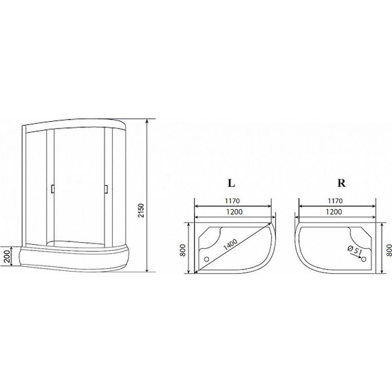 Душевая кабина Loranto 120х80 см CS-66120-20R FW 120, хром/матовое - фото 3