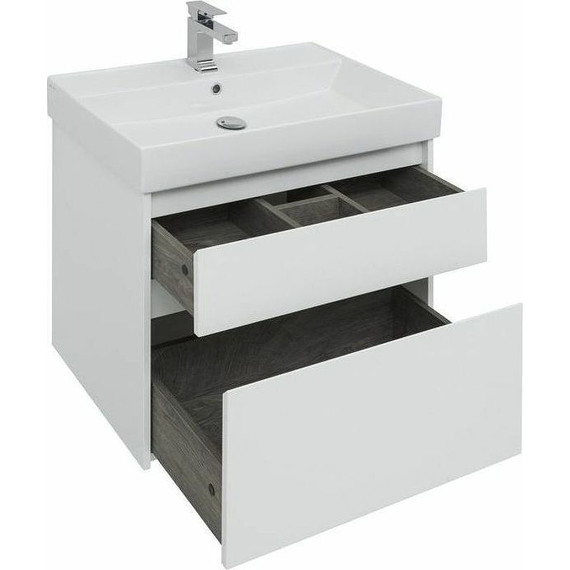 Тумба подвесная с раковиной Aquanet Nova Lite 75 см 242272 (2 ящика) белый, Цвет фасада: белый - фото 11