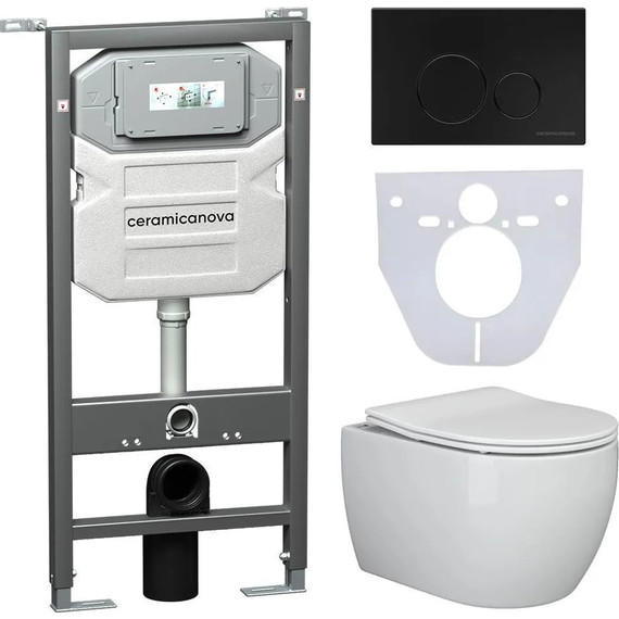 Инсталляция с подвесным унитазом Ceramicanova Play Rimless CN3001_1001B_1000 - фото 
