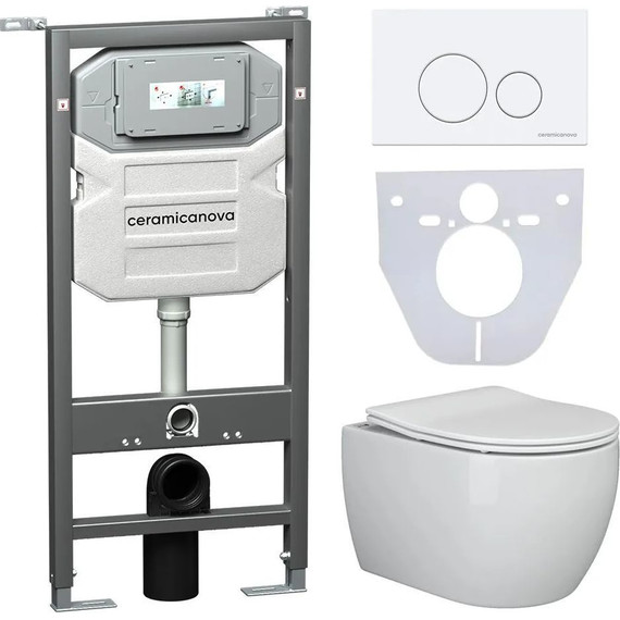 Инсталляция с подвесным унитазом Ceramicanova Play Rimless CN3001_1001W_1000 - фото 