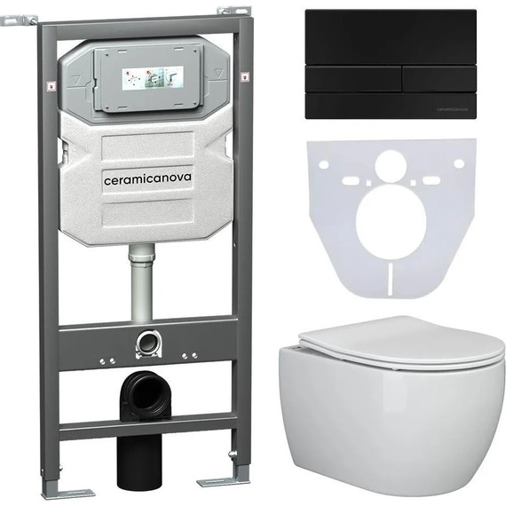 Инсталляция с подвесным унитазом Ceramicanova Play Rimless CN3001_1002B_1000 - фото 