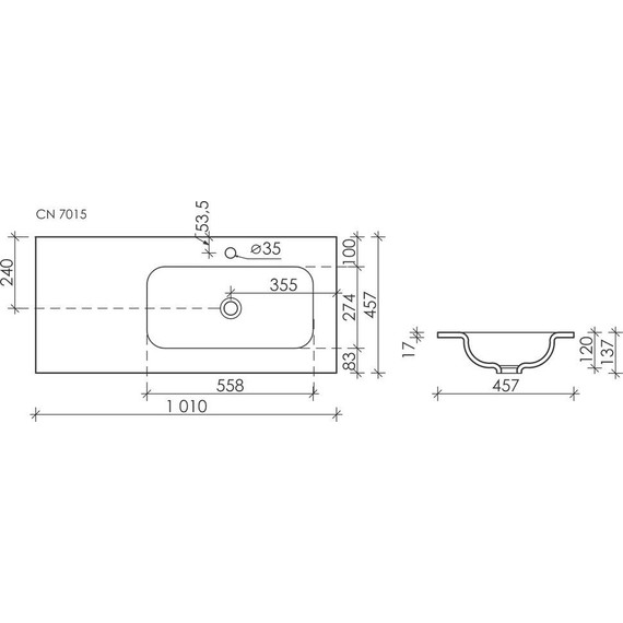 Раковина врезная на столешницу Ceramicanova Element 101 см CN7015 - фото 3