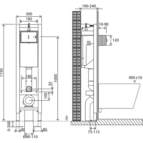 Инсталляция для унитаза Oli Quadra 280490mRI00 (кнопка смыва River, хром глянец) - фото 4