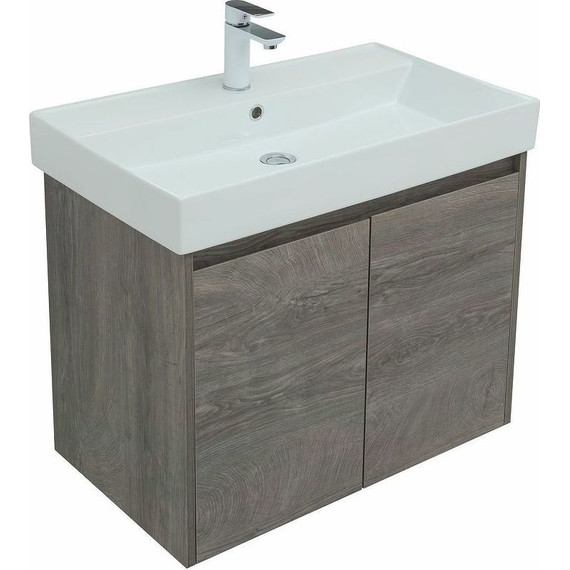 Тумба подвесная с раковиной Aquanet Nova Lite 75 см 298851 (2 дверцы) дуб рошелье, Цвет фасада: дуб рошелье - фото 7