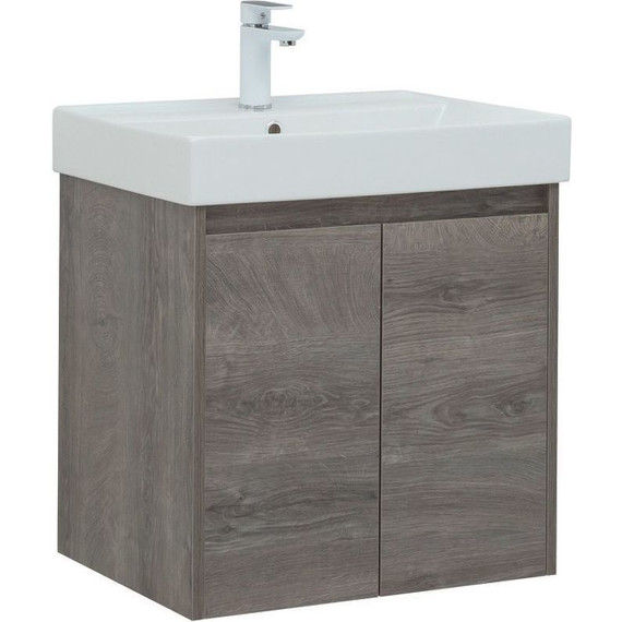 Тумба подвесная с раковиной Aquanet Nova Lite 60 см 298848 (2 дверцы) дуб рошелье, Цвет фасада: дуб рошелье - фото 7