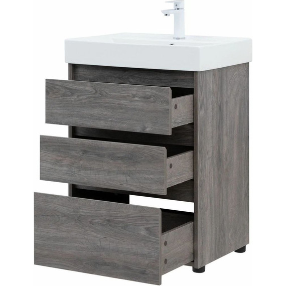 Тумба напольная с раковиной Aquanet Nova Lite 60 см 302470 (3 ящика) дуб рошелье, Цвет фасада: дуб рошелье - фото 6