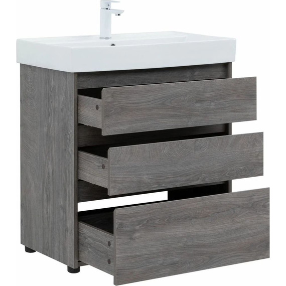 Тумба напольная с раковиной Aquanet Nova Lite 75 см 302473 (3 ящика) дуб рошелье, Цвет фасада: дуб рошелье - фото 7