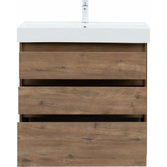 Тумба напольная с раковиной Aquanet Nova Lite 85 см 302477 (3 ящика) дуб рустикальный, Цвет фасада: тёмное дерево - фото 7