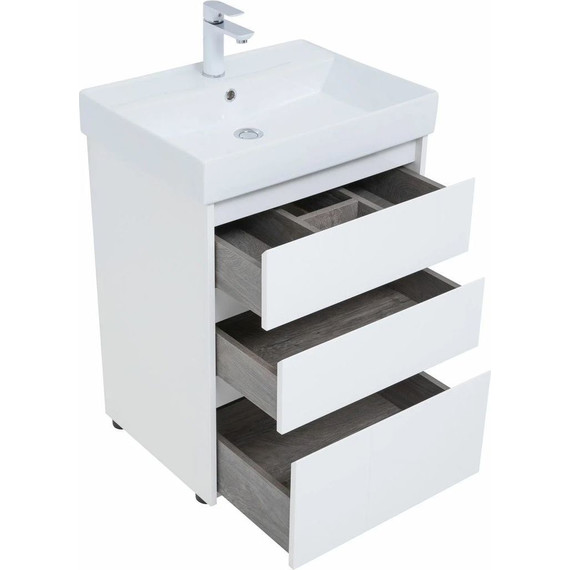 Тумба напольная с раковиной Aquanet Nova Lite 60 см 302469 (3 ящика) белый, Цвет фасада: белый - фото 10