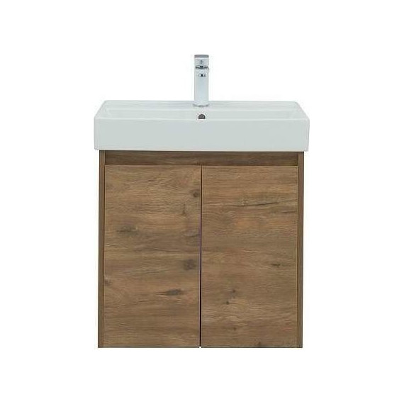Тумба подвесная с раковиной Aquanet Nova Lite 60 см 298849 (2 дверцы) дуб рустикальный, Цвет фасада: тёмное дерево - фото 