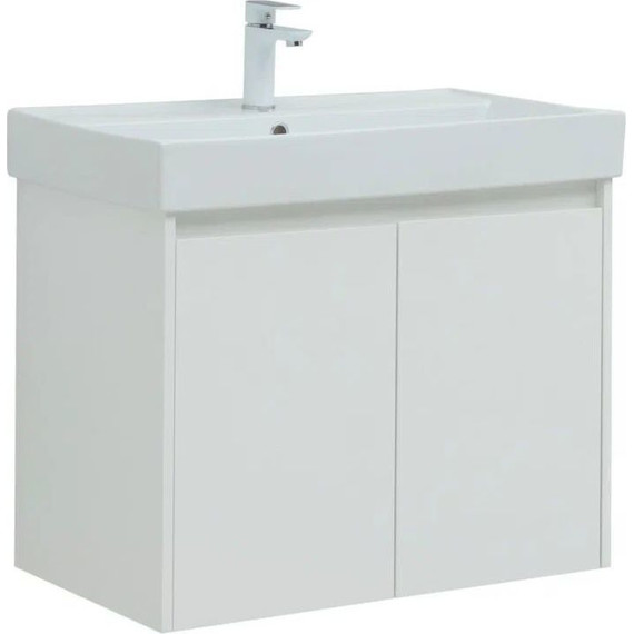 Тумба подвесная с раковиной Aquanet Nova Lite 75 см 298850 (2 дверцы) белый, Цвет фасада: белый - фото 