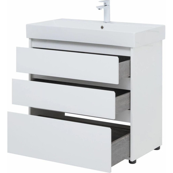 Тумба напольная с раковиной Aquanet Nova Lite 85 см 302475 (3 ящика) белый, Цвет фасада: белый - фото 5