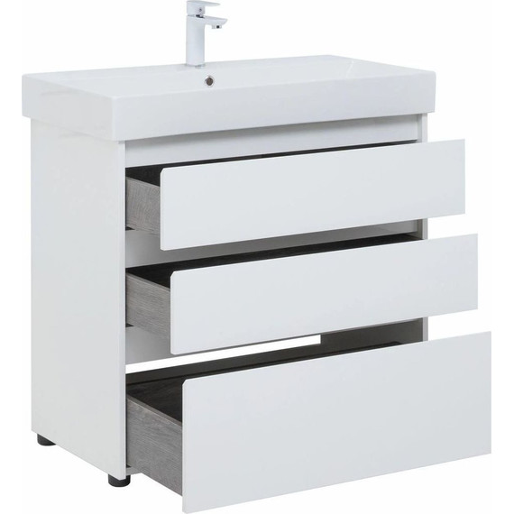 Тумба напольная с раковиной Aquanet Nova Lite 85 см 302475 (3 ящика) белый, Цвет фасада: белый - фото 9