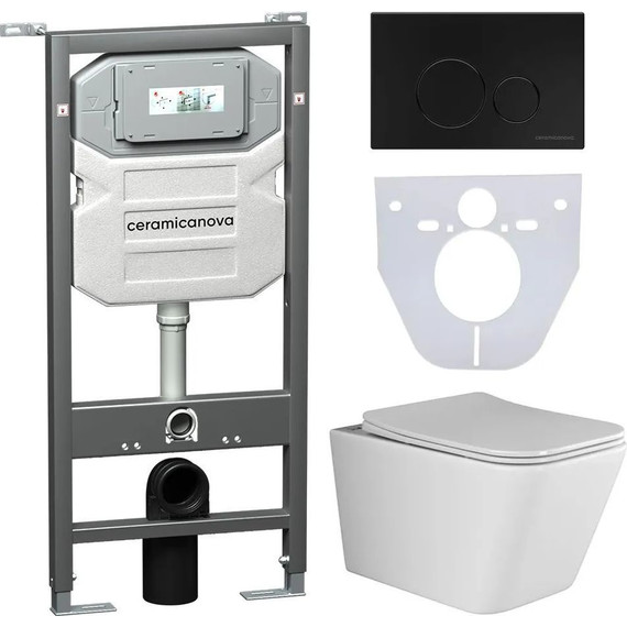 Инсталляция с подвесным унитазом Ceramicanova Metric Rimless CN3007_1001B_1000 - фото 