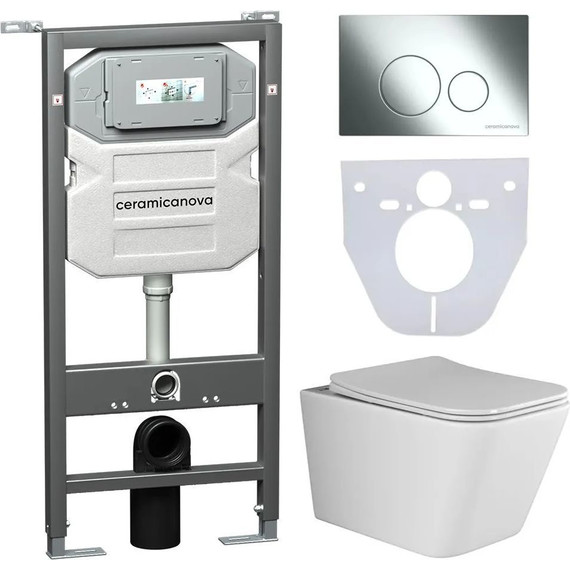 Инсталляция с подвесным унитазом Ceramicanova Metric Rimless CN3007_1001CH_1000 - фото 