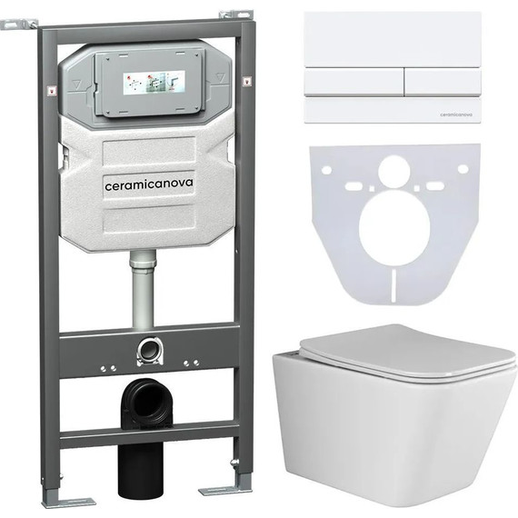 Инсталляция с подвесным унитазом Ceramicanova Metric Rimless CN3007_1002W_1000 - фото 