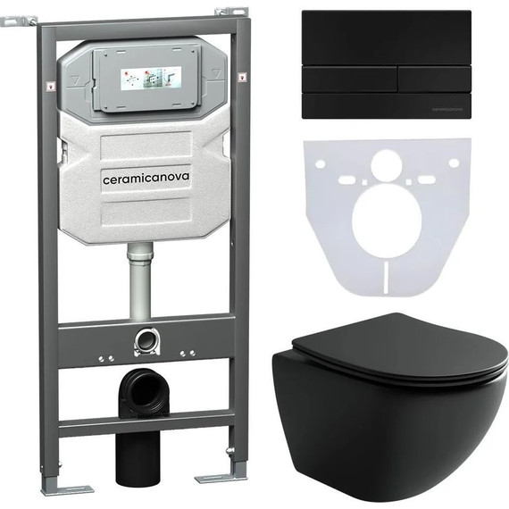 Инсталляция с подвесным унитазом Ceramicanova Metropol Rimless CN4002MB_1002B_1000 - фото 