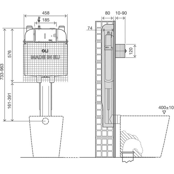 Смывной бачок скрытого монтажа Oli 74 (механический) 601601 - фото 2