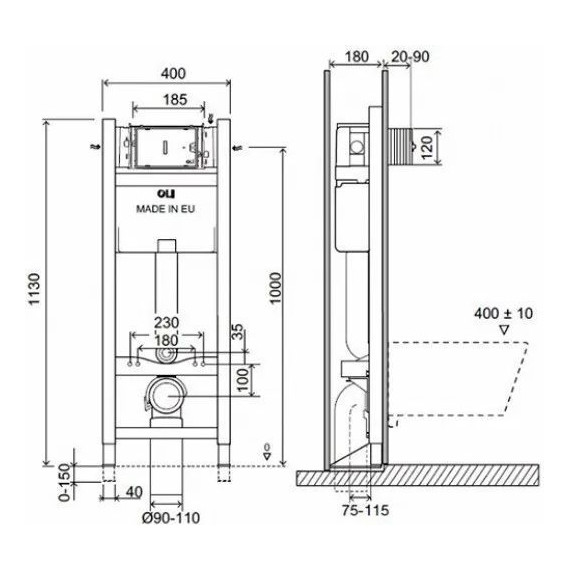 Инсталляция для унитаза Oli Expert Total Black LE (механическая) 886668 - фото 3