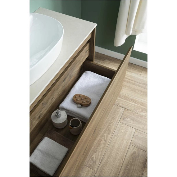 Тумба подвесная со столешницей Aquanet Nova Lite 100 см 249520 (1 ящик) дуб рустикальный, Цвет фасада: тёмное дерево - фото 13