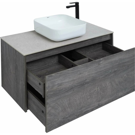 Тумба подвесная со столешницей Aquanet Nova Lite 100 см 242579 (1 ящик) дуб рошелье, Цвет фасада: дуб рошелье - фото 9